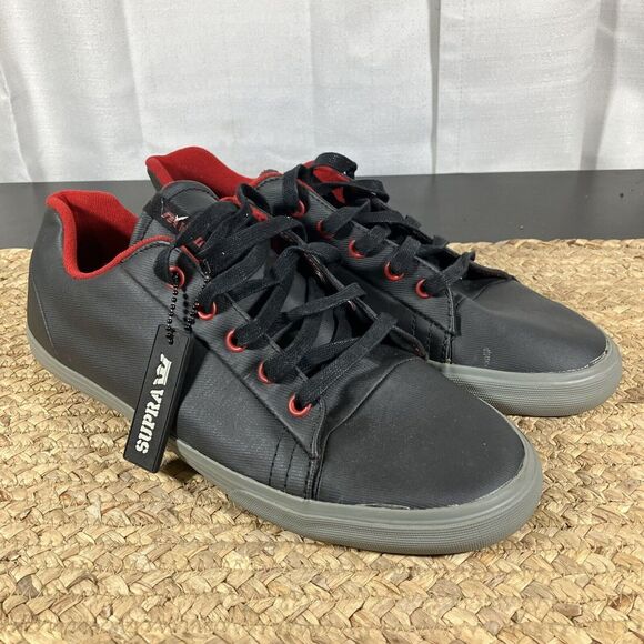 Supra‎ Black Gray And Red Skateboard Low Top Shoes - Picture 1 of 9